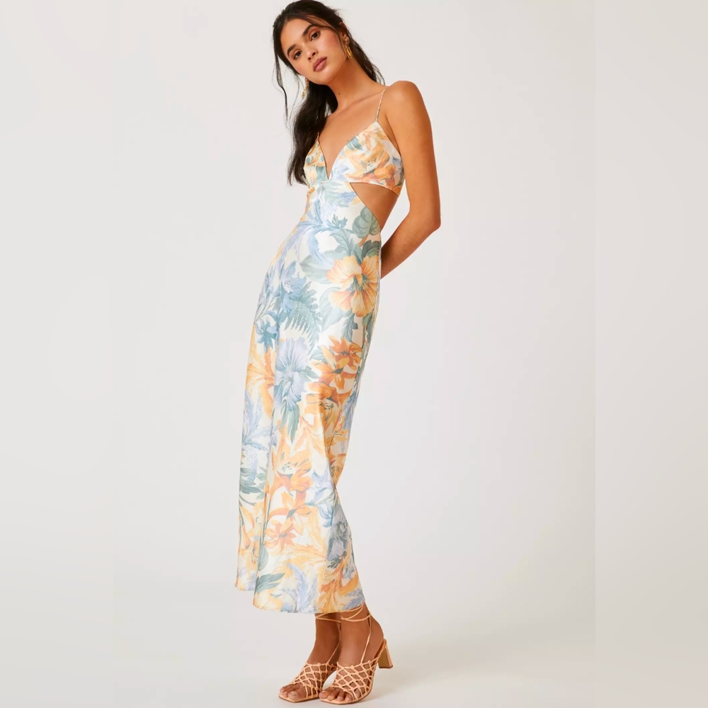 Significant Other Floral Cutout Maxi Dress With Open Back Size 8
